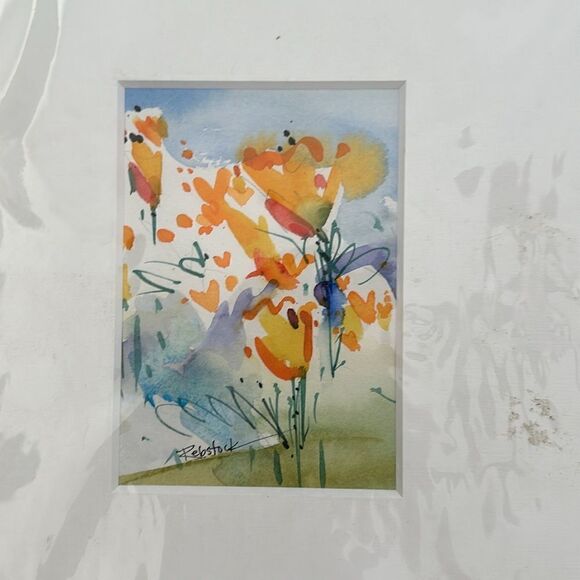 Marsha Rebstock Original Poppy Fields H20 Fliral Art 11”x14” - Picture 2 of 4